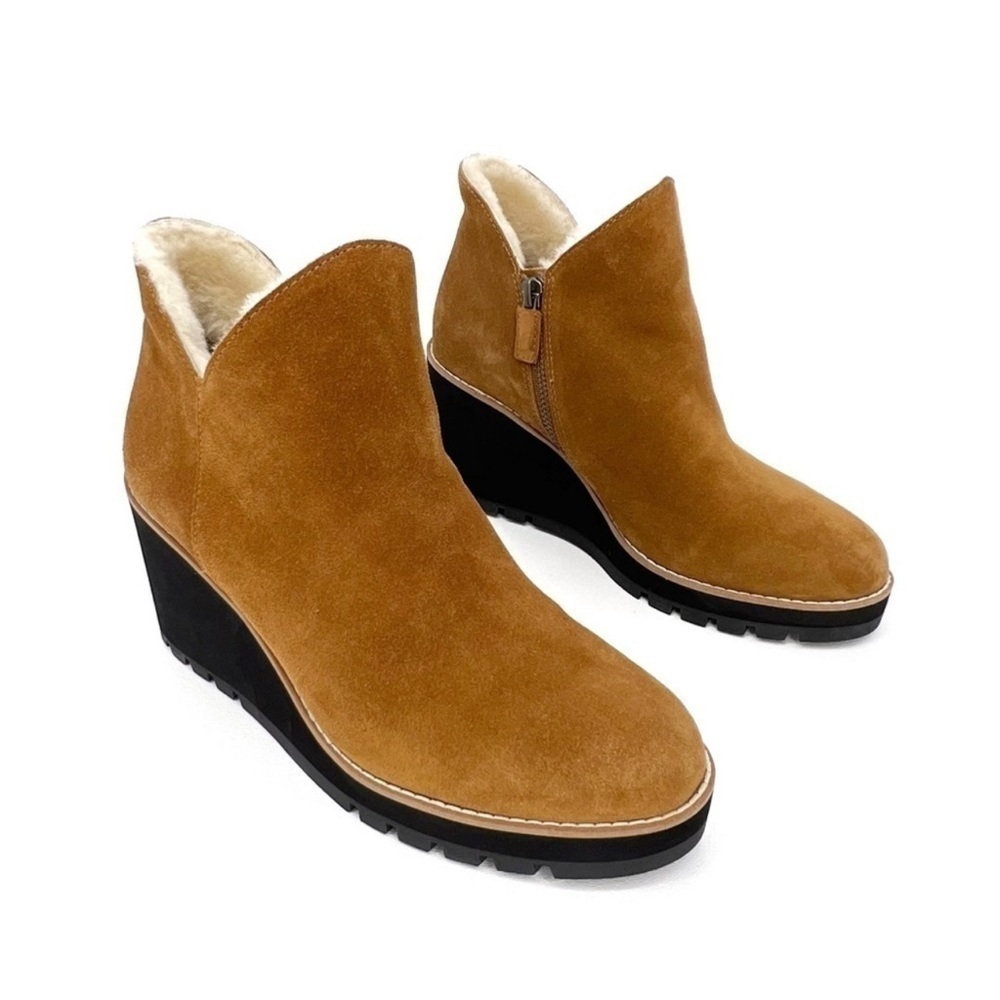 NWT Eileen Fisher Chalet Suede Wedge Bootie Chestnut Size 8.5 - Picture 2 of 14